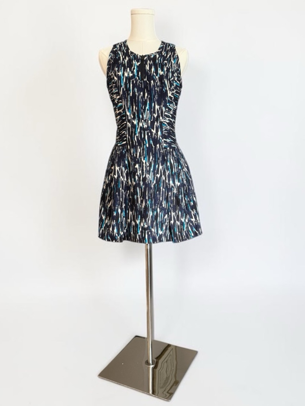 Milly of New York Linen Silk Abstract Print Mini Dress 2 Made in USA Designer